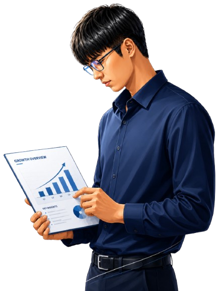 Professional reviewing a growth overview